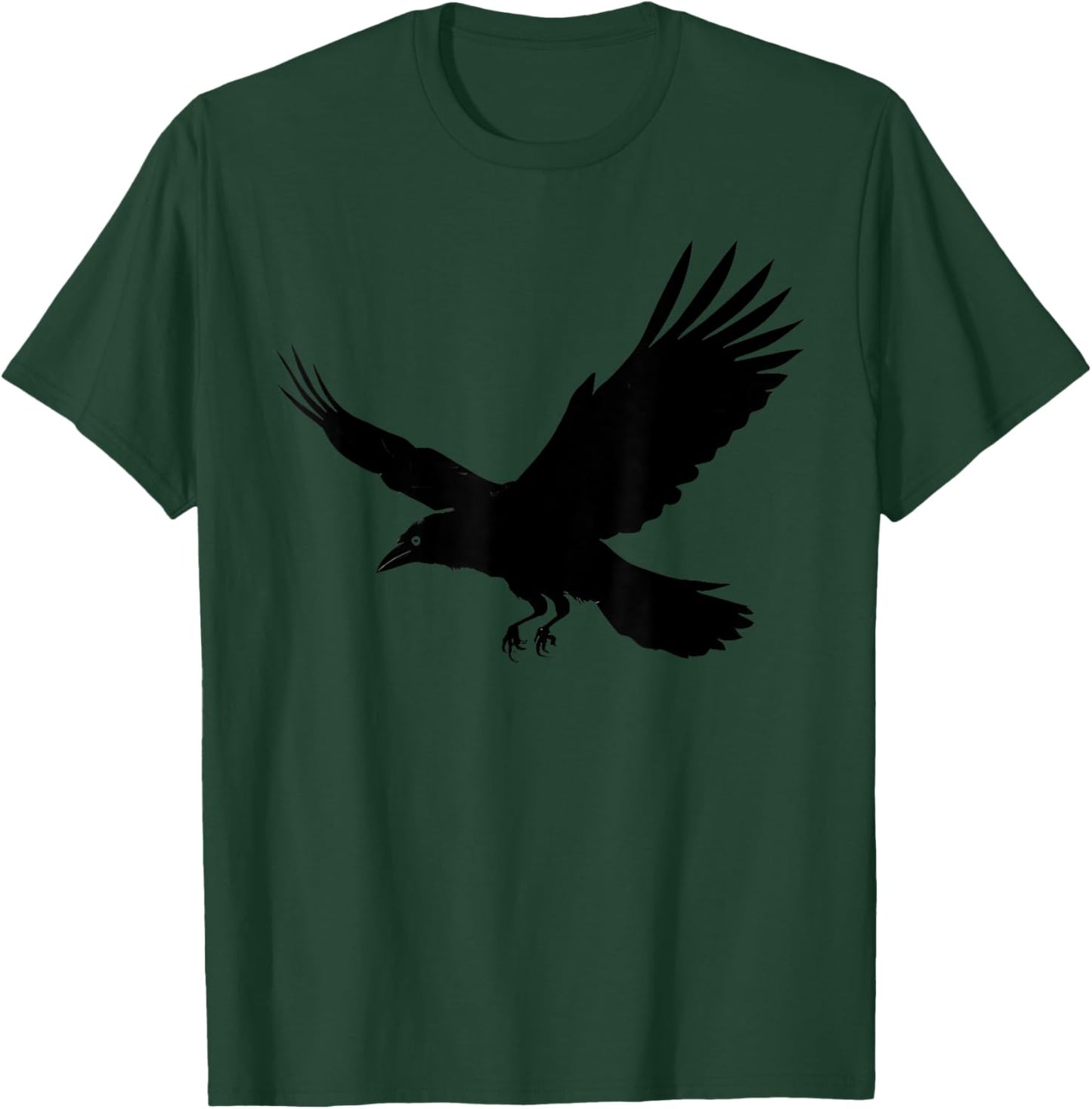 Beautiful Black Crow Raven Bird In Flight Silhouette T-Shirt - T-Shirt | Forest