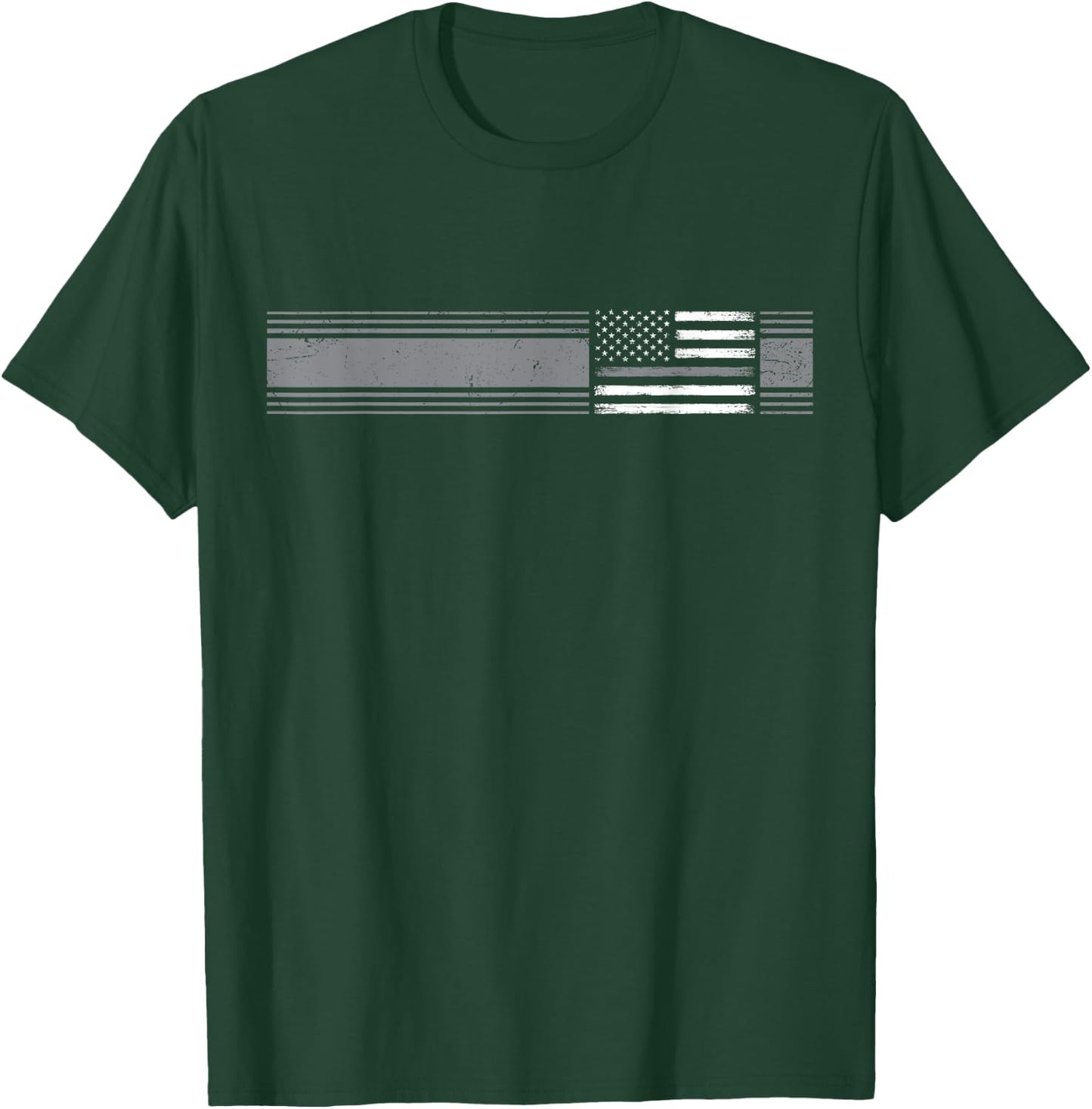 Thin Silver Line Family American Flag Correctional Officer T-Shirt - T-Shirt | Forest