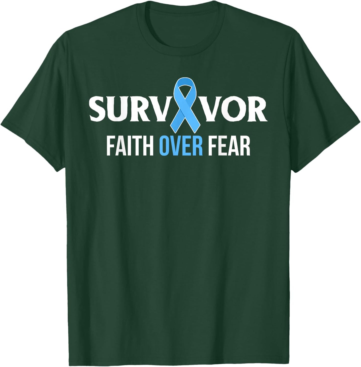 Prostate Cancer Awareness Survivor Gift Light blue Ribbon T-Shirt - T-Shirt | Forest