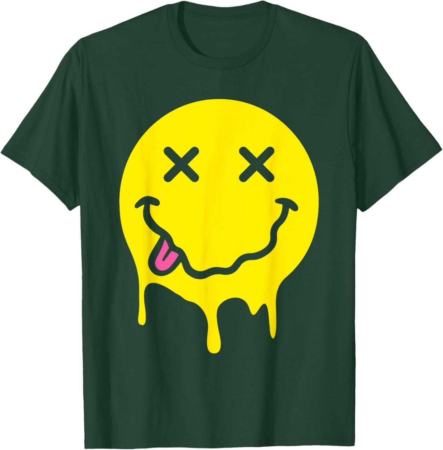 Melting Yellow Smile Funny Smiling Melted Dripping Face Cute T-Shirt - T-Shirt | Forest