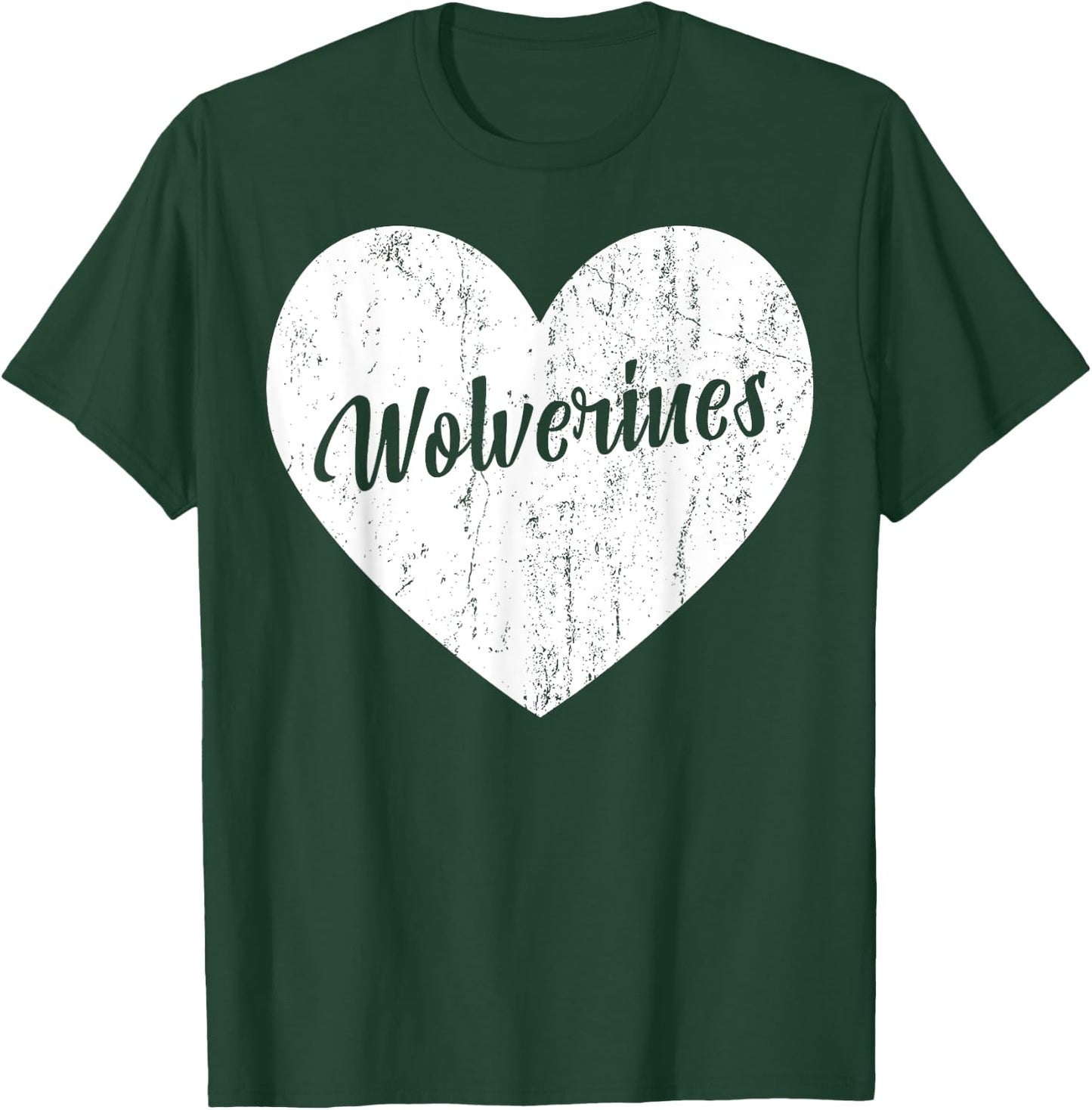 Wolverines School Sports Fan Team Spirit Mascot Heart Gift T-Shirt - T-Shirt | Forest