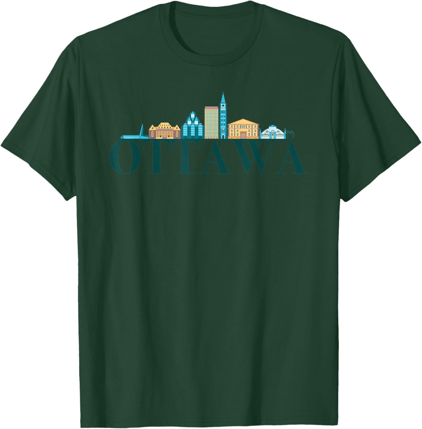 Ottawa Canada City Skyline Silhouette Outline Sketch T-Shirt - T-Shirt | Forest