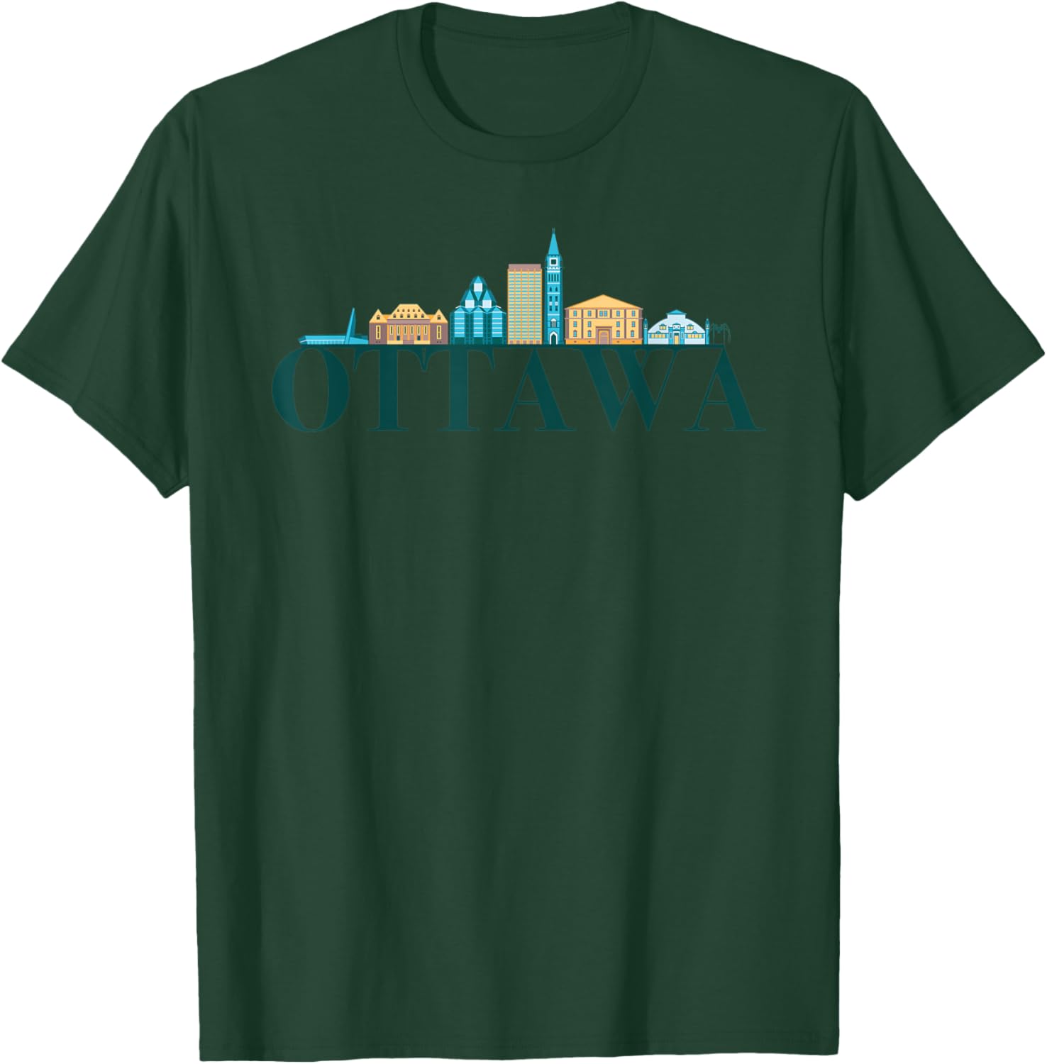 Ottawa Canada City Skyline Silhouette Outline Sketch T-Shirt - T-Shirt | Forest
