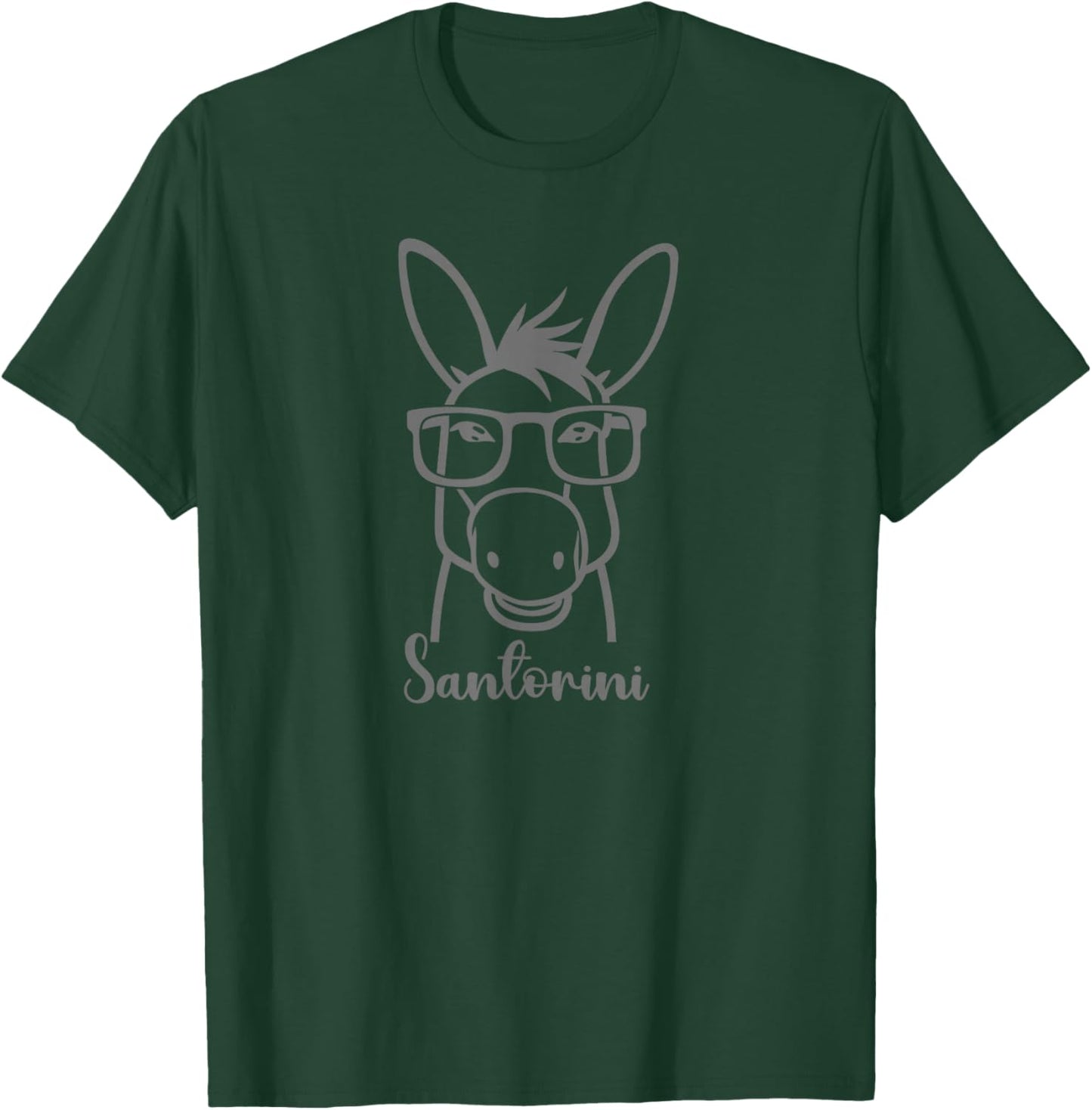 Santorini Donkey with Glasses Summer Greek Island Fun T-Shirt - T-Shirt | Forest