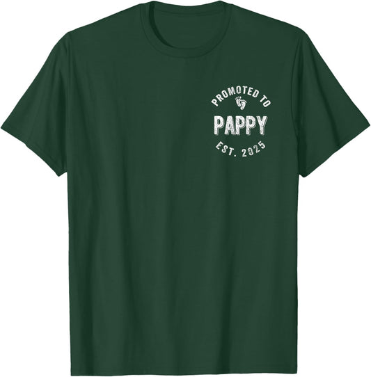 Promoted To Pappy Est. 2025 First Time Grandpa T-Shirt - T-Shirt | Forest