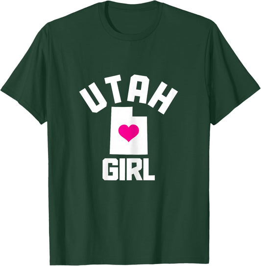 Utah Heart State Map Girl T-Shirt - T-Shirt | Forest
