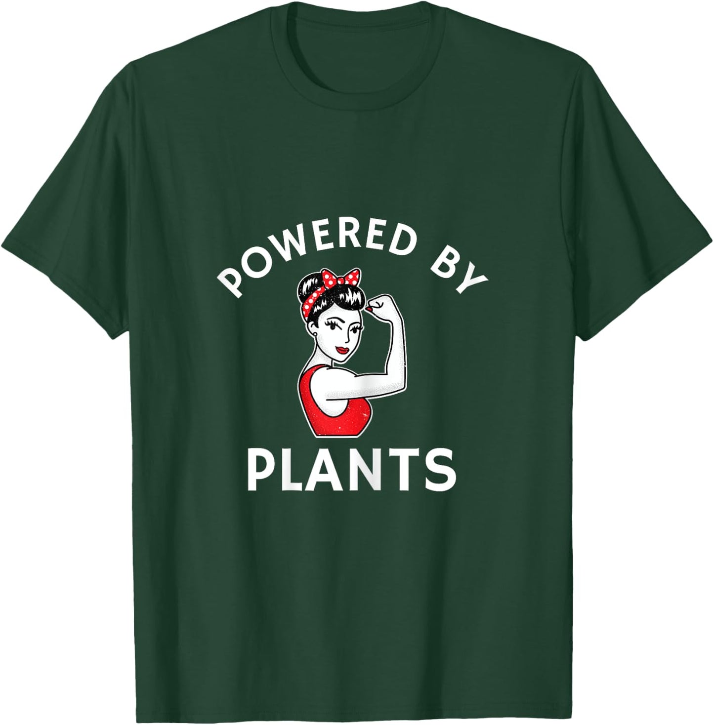 Powered By Plants Retro Women's Vegan Fitness T-Shirt - T-Shirt | Forest