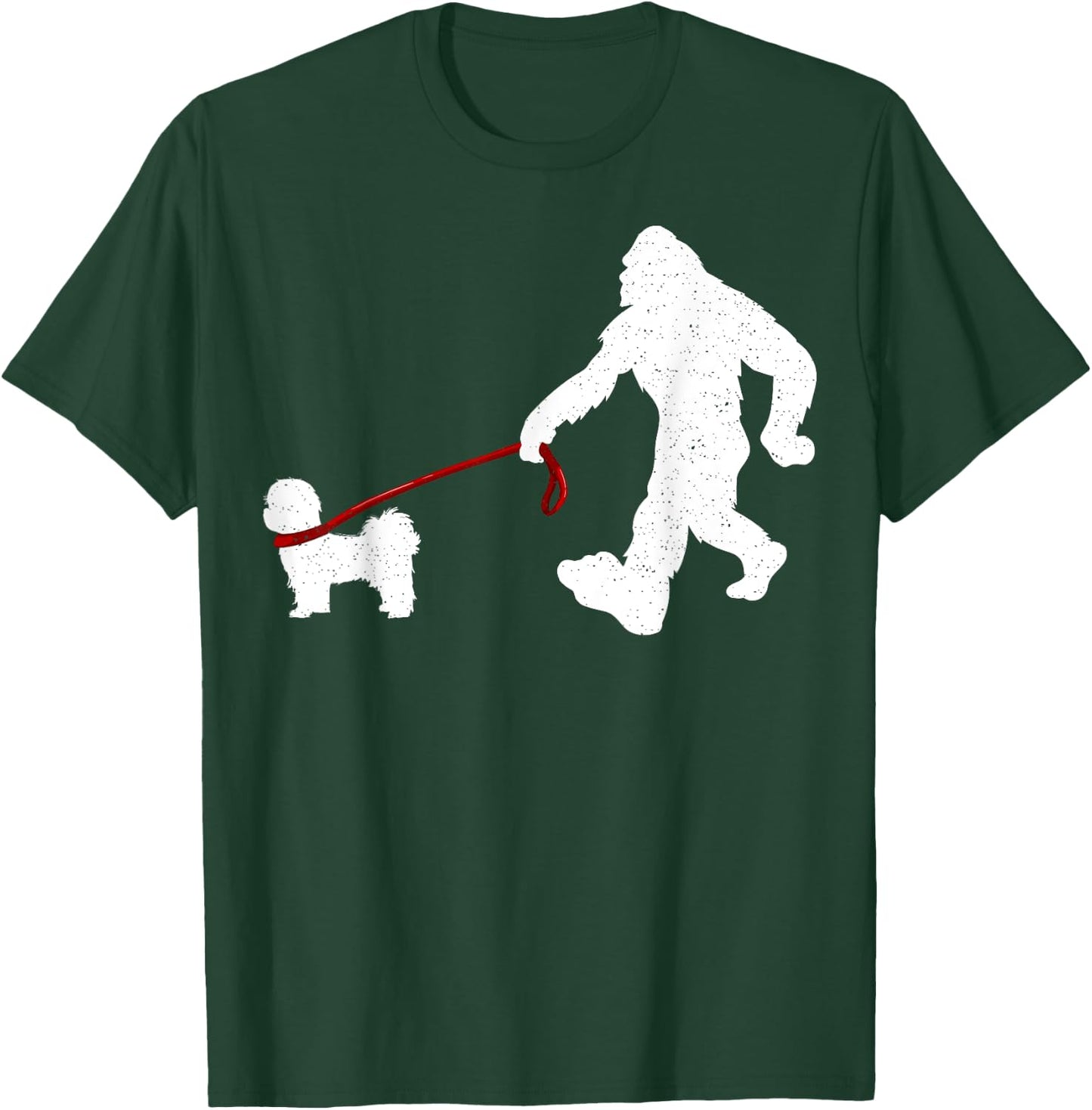 Funny Bigfoot Walking With Shih Tzu Dog Lover Bigfoot Men Women Kids T-Shirt - T-Shirt | Forest