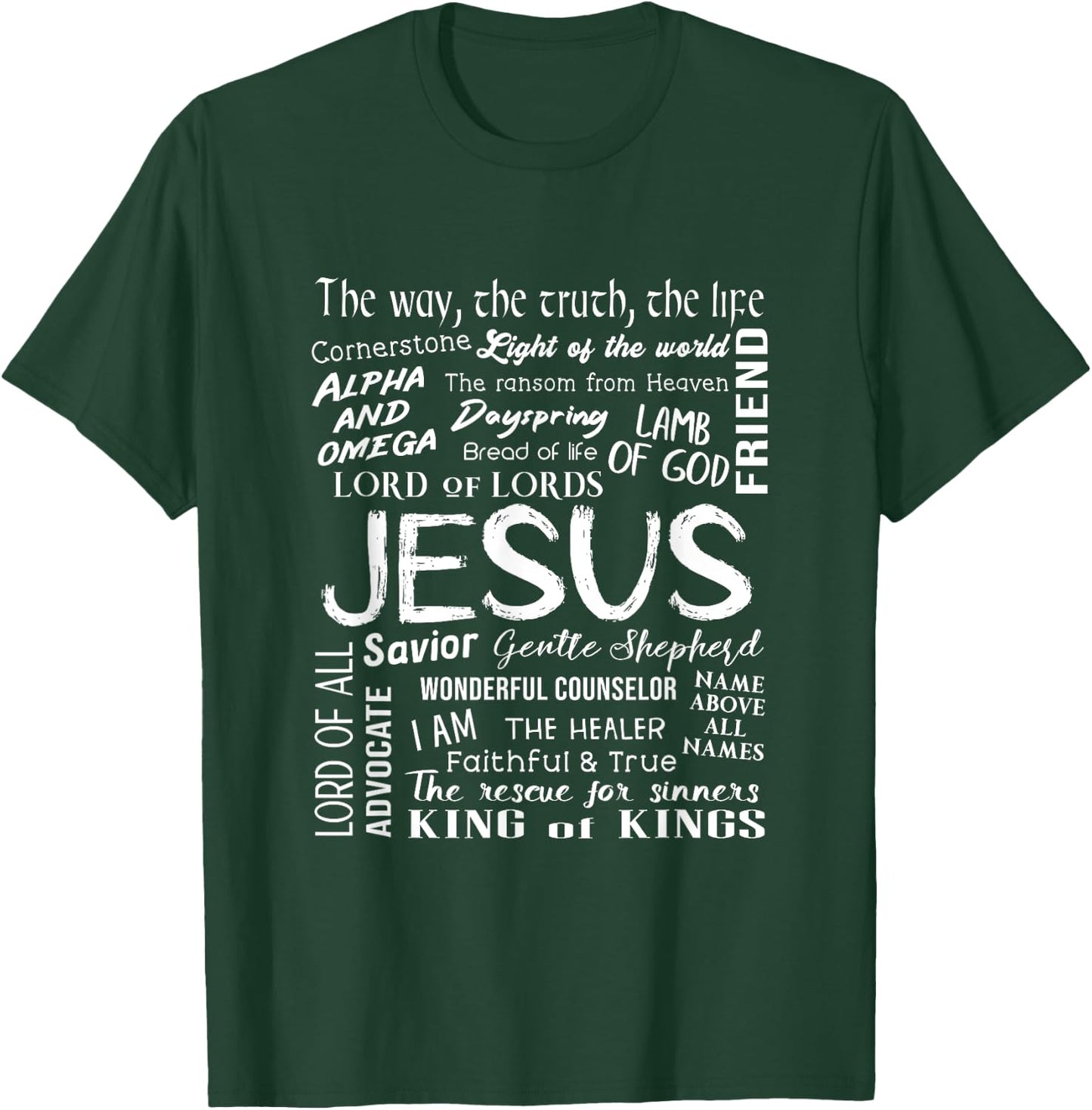 Names of Jesus - Christian Bible T-Shirt - T-Shirt | Forest