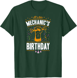 It's This Mechanic's Birthday Mechanic Birthday Party Supply T-Shirt - T-Shirt | Forest
