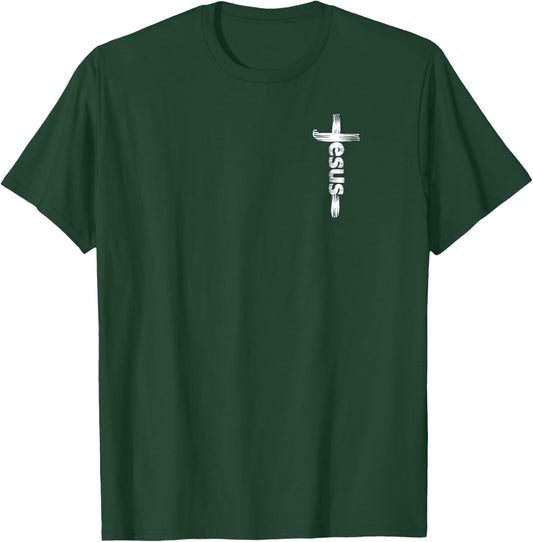 Christian Jesus Rugged Cross T-Shirt - T-Shirt | Forest