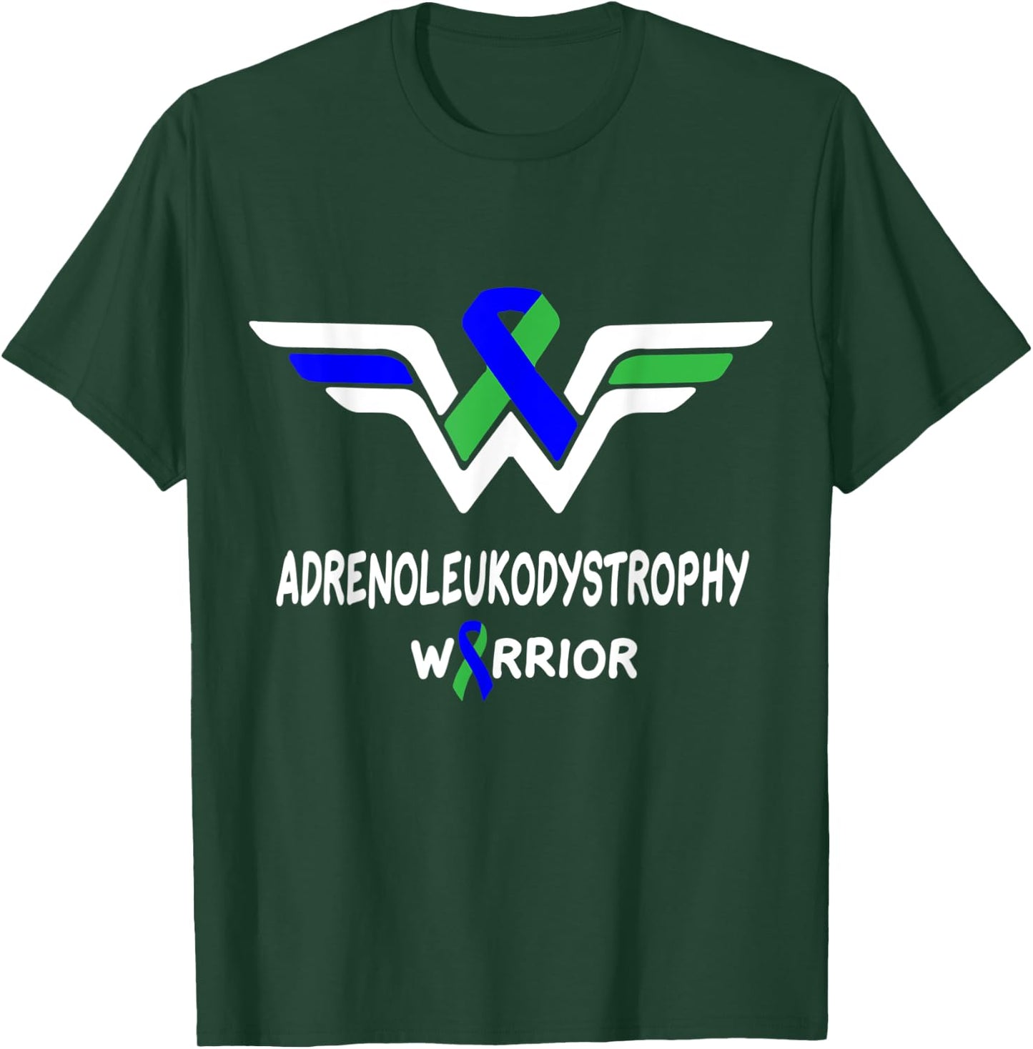 Adrenoleukodystrophy Awareness Warrior Green & Blue Ribbon T-Shirt - T-Shirt | Forest