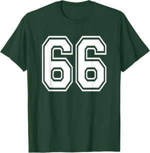 Number 66 66th Birthday Gift Player Team Numbered Jersey T-Shirt - T-Shirt | Forest