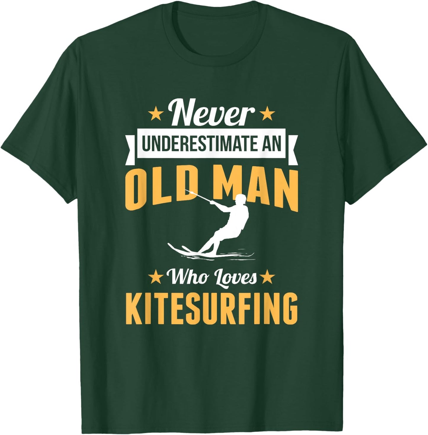 Kitesurfer Old Man Kitesurfing Board Gift Grandpa T-Shirt - T-Shirt | Forest