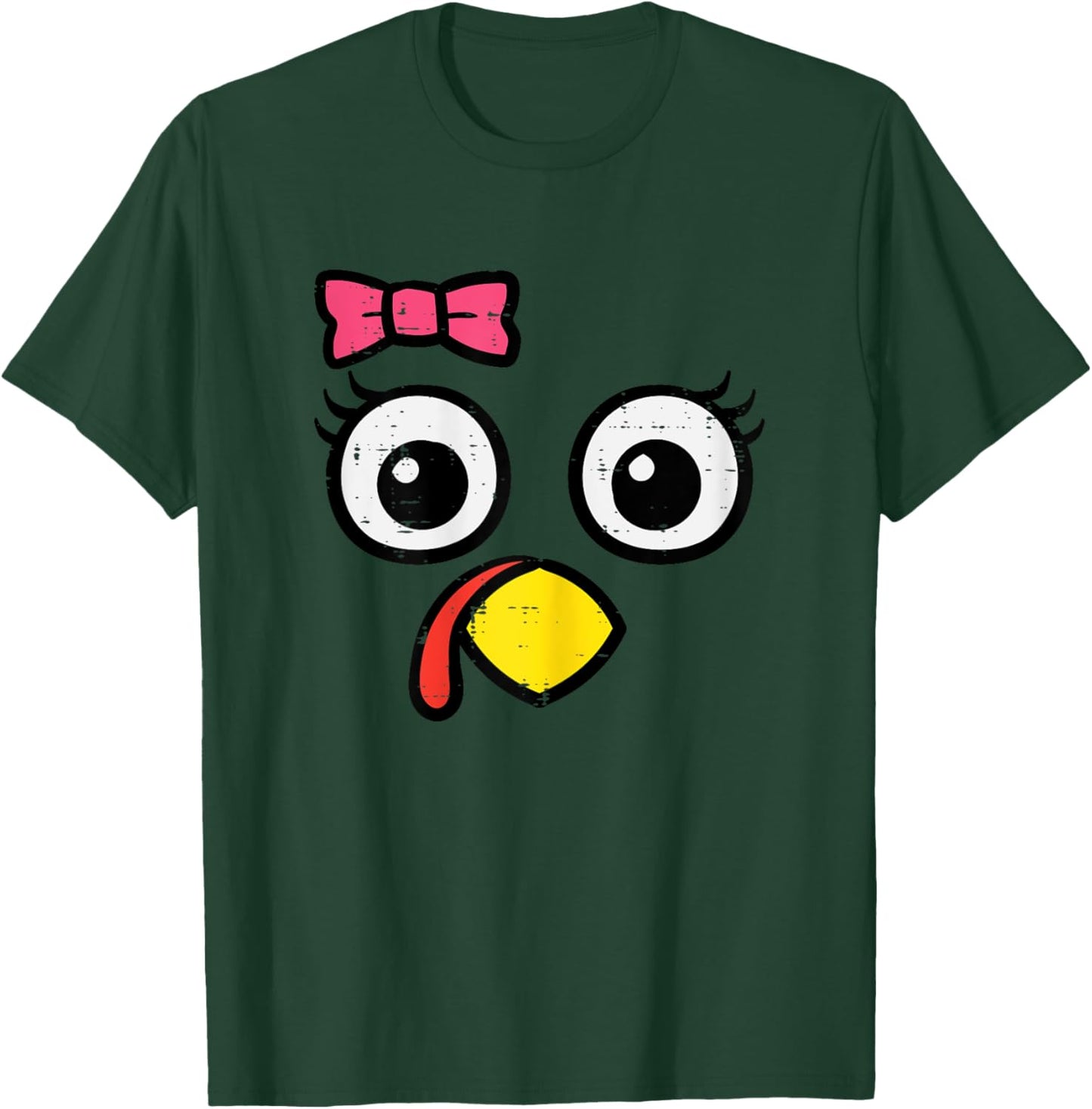 Thanksgiving Turkey Face Bow Fall Girls Toddler Kids Youth T-Shirt - T-Shirt | Forest