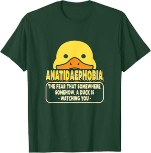 Psychology Funny Phobias Anatidaephobia Fear Of Ducks T-Shirt - T-Shirt | Forest