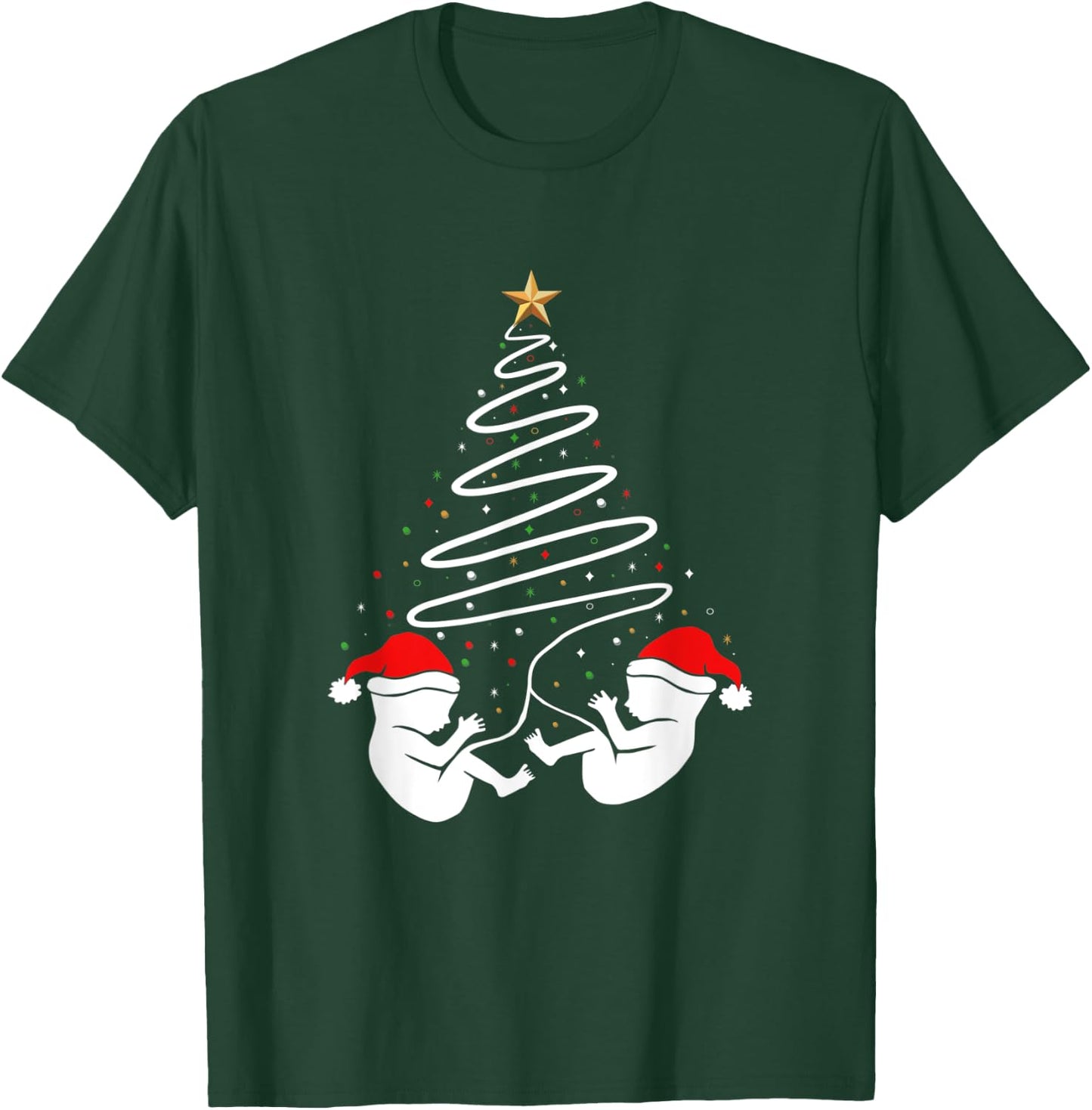 Baby Twins Announcement Clothing Holiday Christmas Pregnancy T-Shirt - T-Shirt | Forest