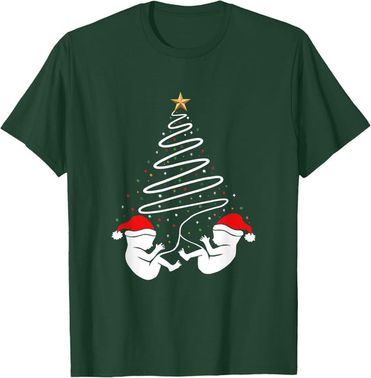 Baby Twins Announcement Clothing Holiday Christmas Pregnancy T-Shirt - T-Shirt | Forest