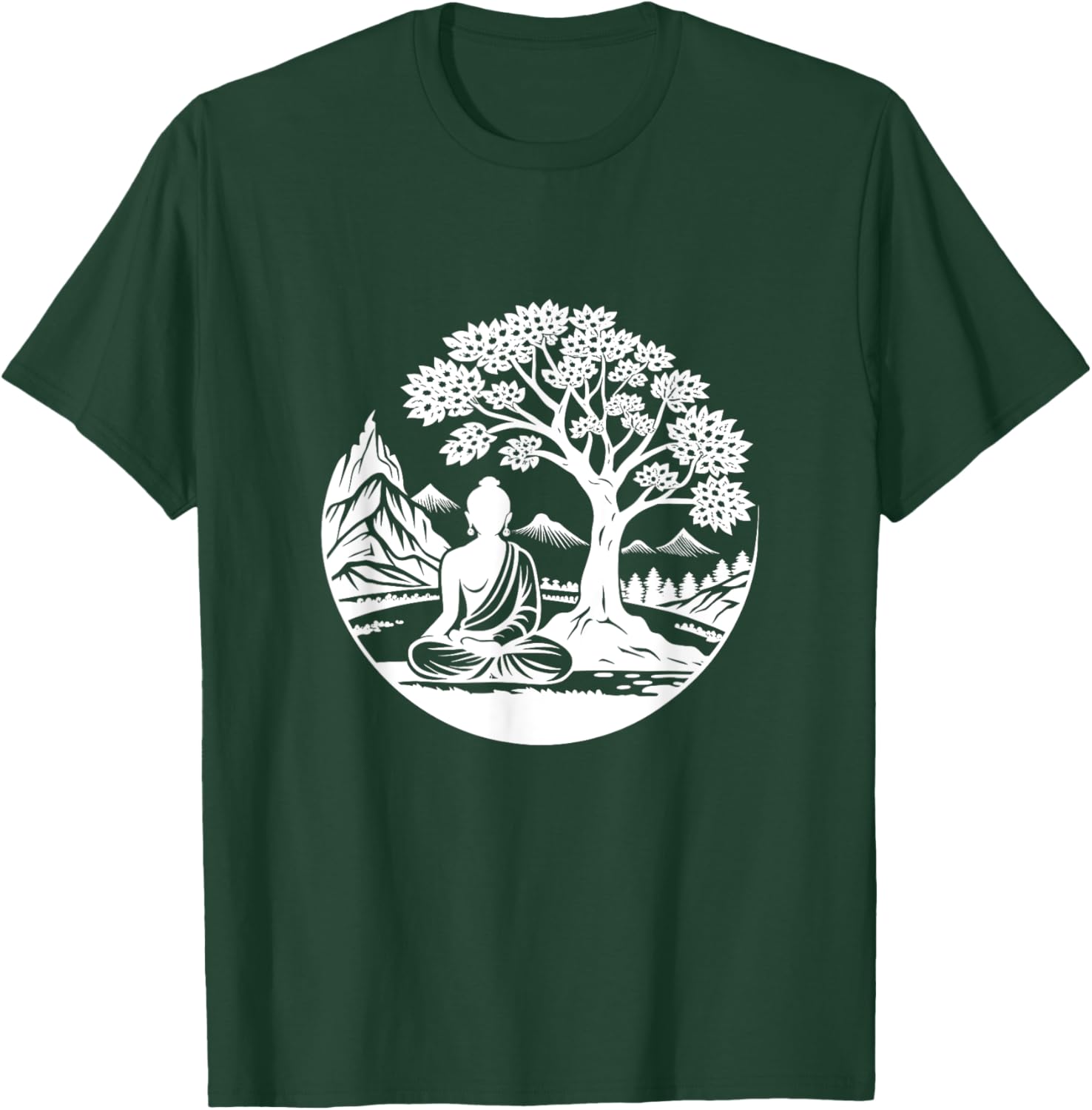 Buddha Sitting Under Bodhi Tree / Sitting Buddhist Symbol T-Shirt - T-Shirt | Forest
