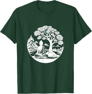 Buddha Sitting Under Bodhi Tree / Sitting Buddhist Symbol T-Shirt - T-Shirt | Forest