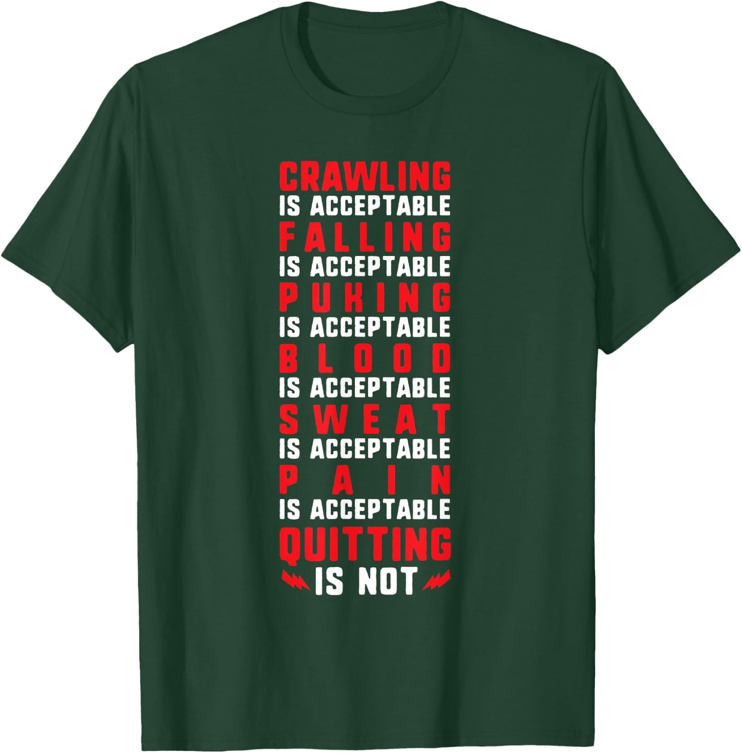Pain Is Acceptable - Quitting Is Not - Gym Shirts -Adults Black Motivational Gym Small T-Shirt - T-Shirt | Forest