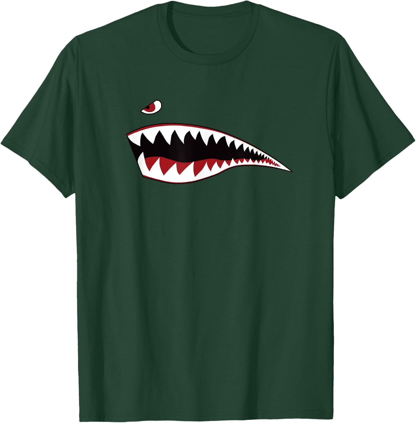 Shark Teeth Nose Art - WWII Military Plane Aircraft T-Shirt - T-Shirt | Forest