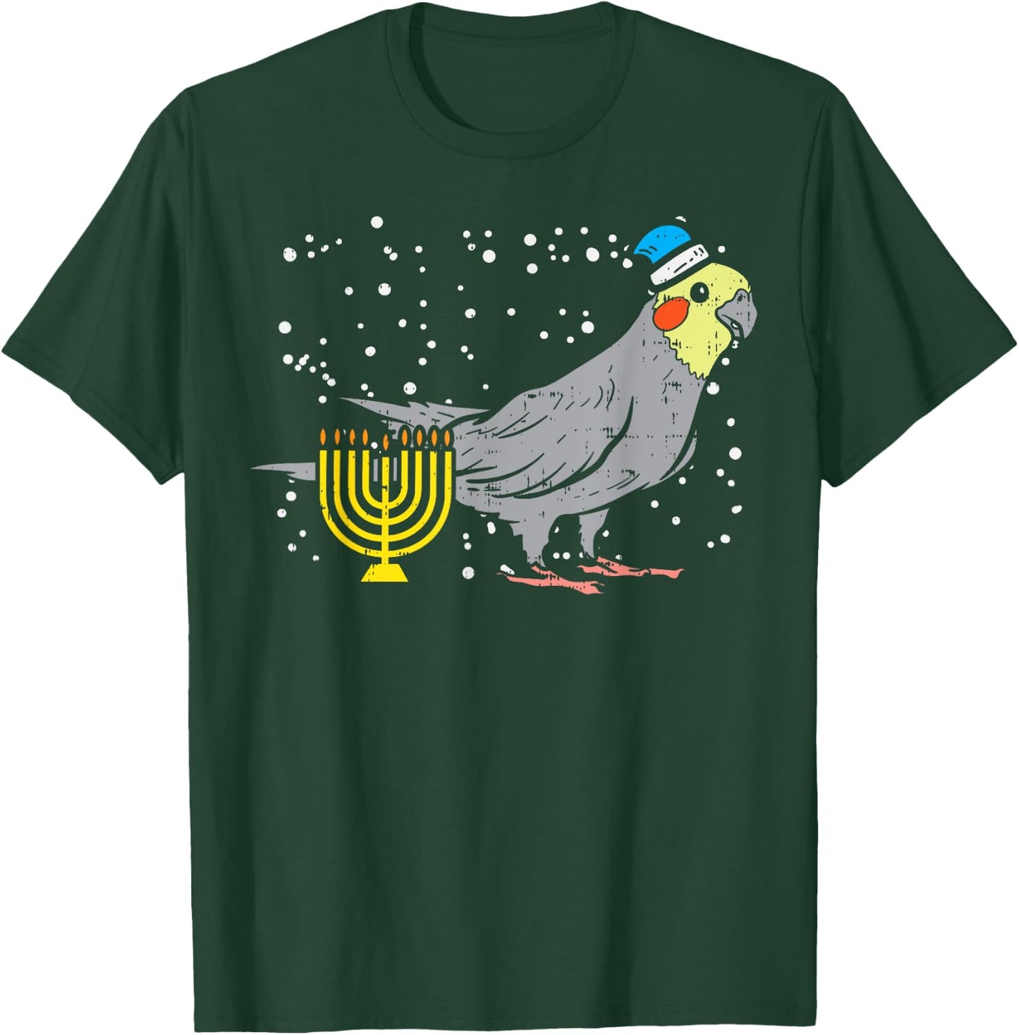 Cockatiel Menorah Jewish Cockatoo Parrot Bird Hanukkah Gift T-Shirt - T-Shirt | Forest