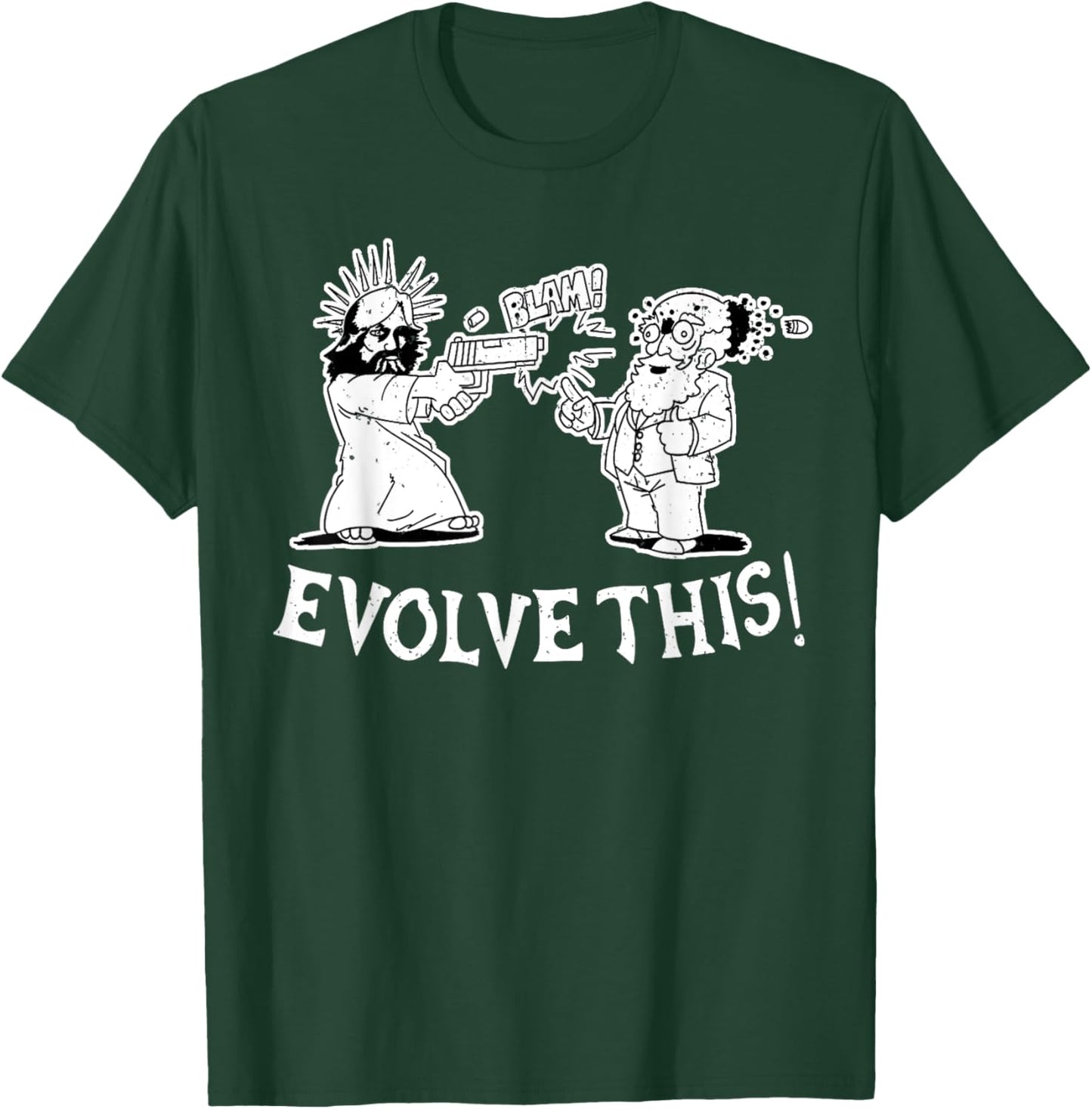 Vintage Evolve This Jesus And Darwin , Small, Black T-Shirt - T-Shirt | Forest