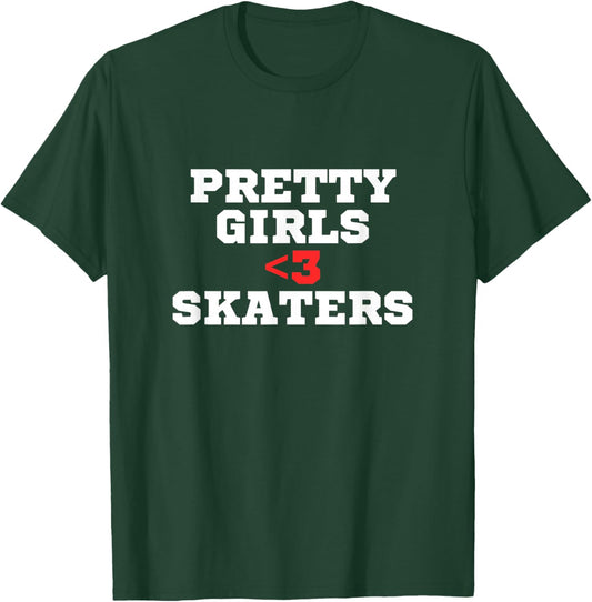 Pretty girls love skaters | Skater | Red heart | Y2K T-Shirt - T-Shirt | Forest