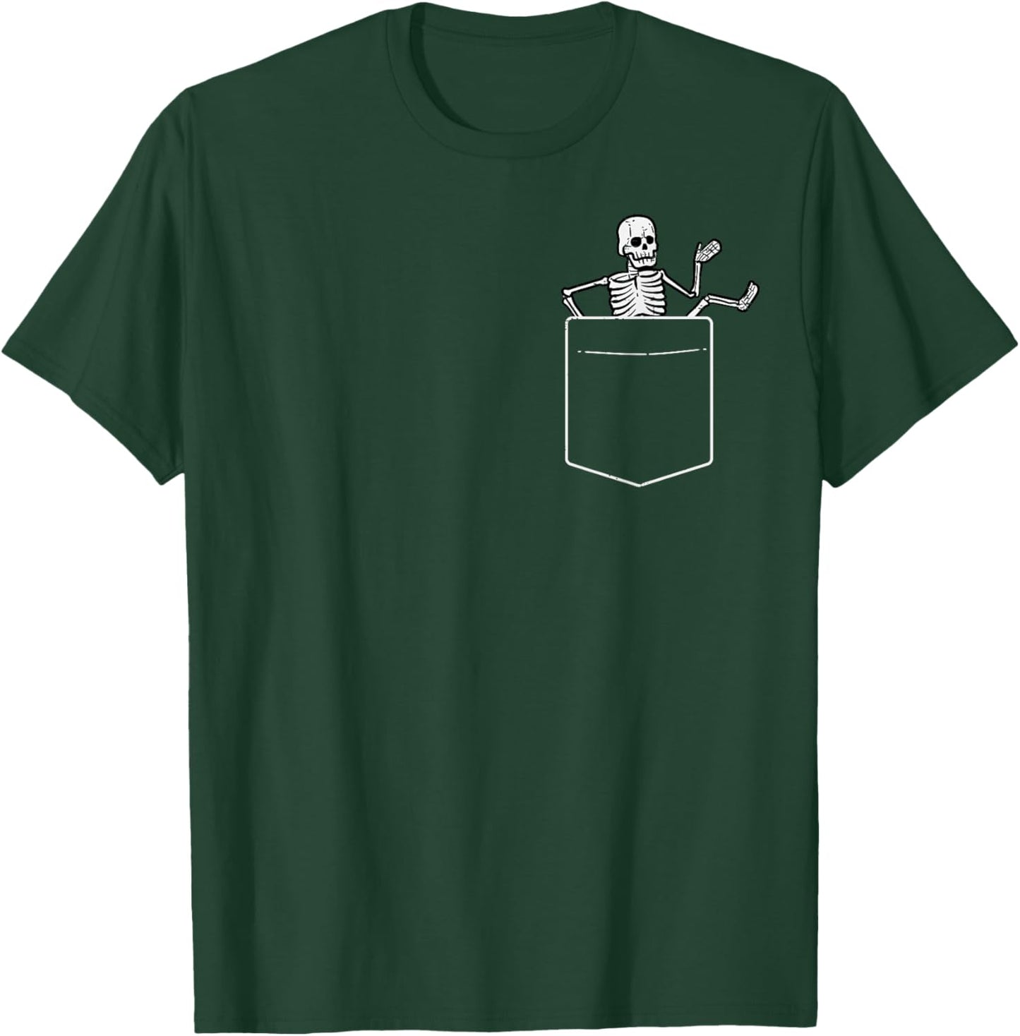 Halloween Skeleton Costume Pocket Men Women Kids Boys Girls T-Shirt - T-Shirt | Forest
