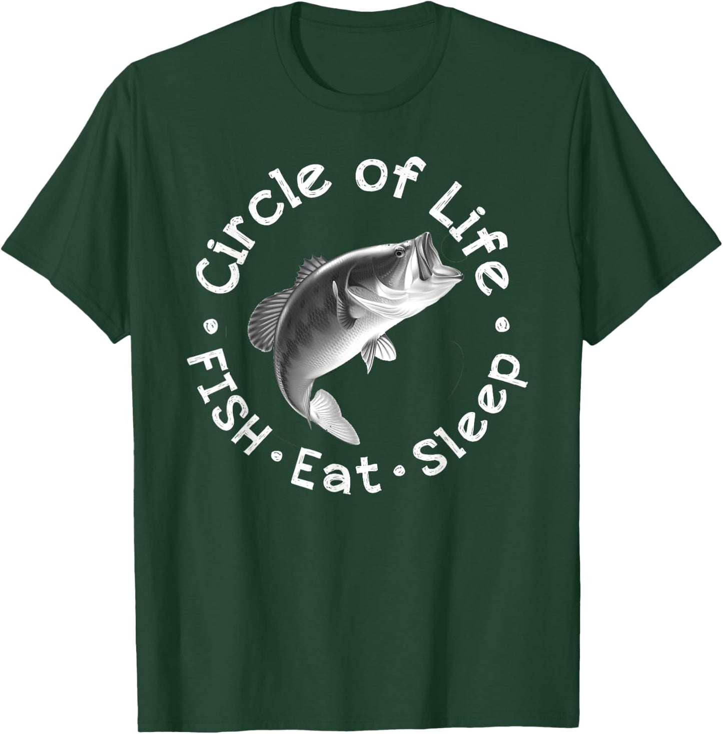 Funny Bass Fishing Circle Life Big Mouth T-Shirt - T-Shirt | Forest