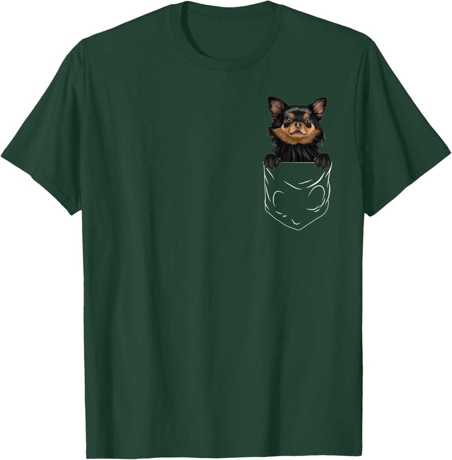 Dog In Pocket Black Chihuahua Funny Dog Lover Women Kids T-Shirt - T-Shirt | Forest