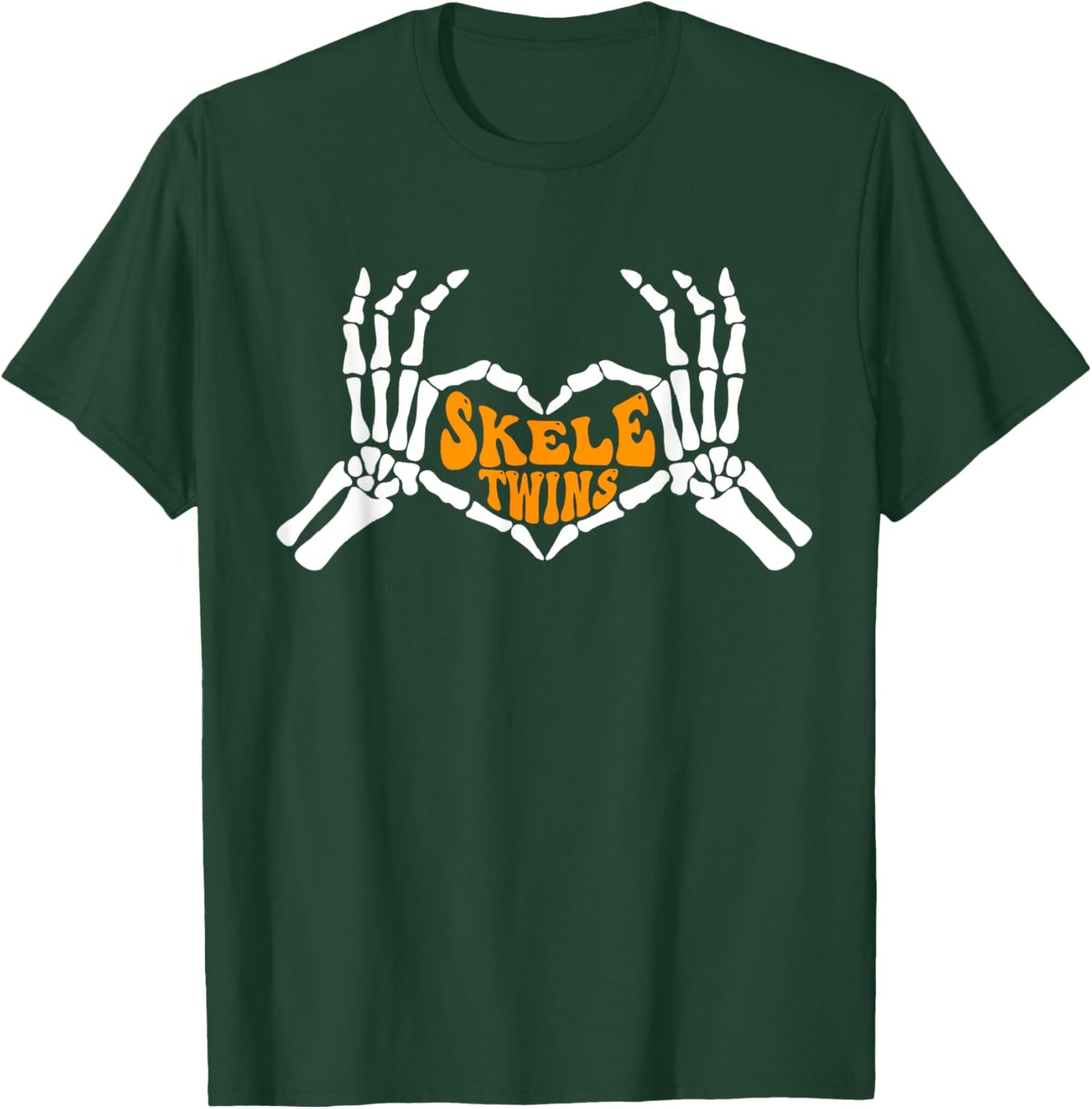 Twins Halloween Matching Skeletwins Funny Dancing Skeletons T-Shirt - T-Shirt | Forest