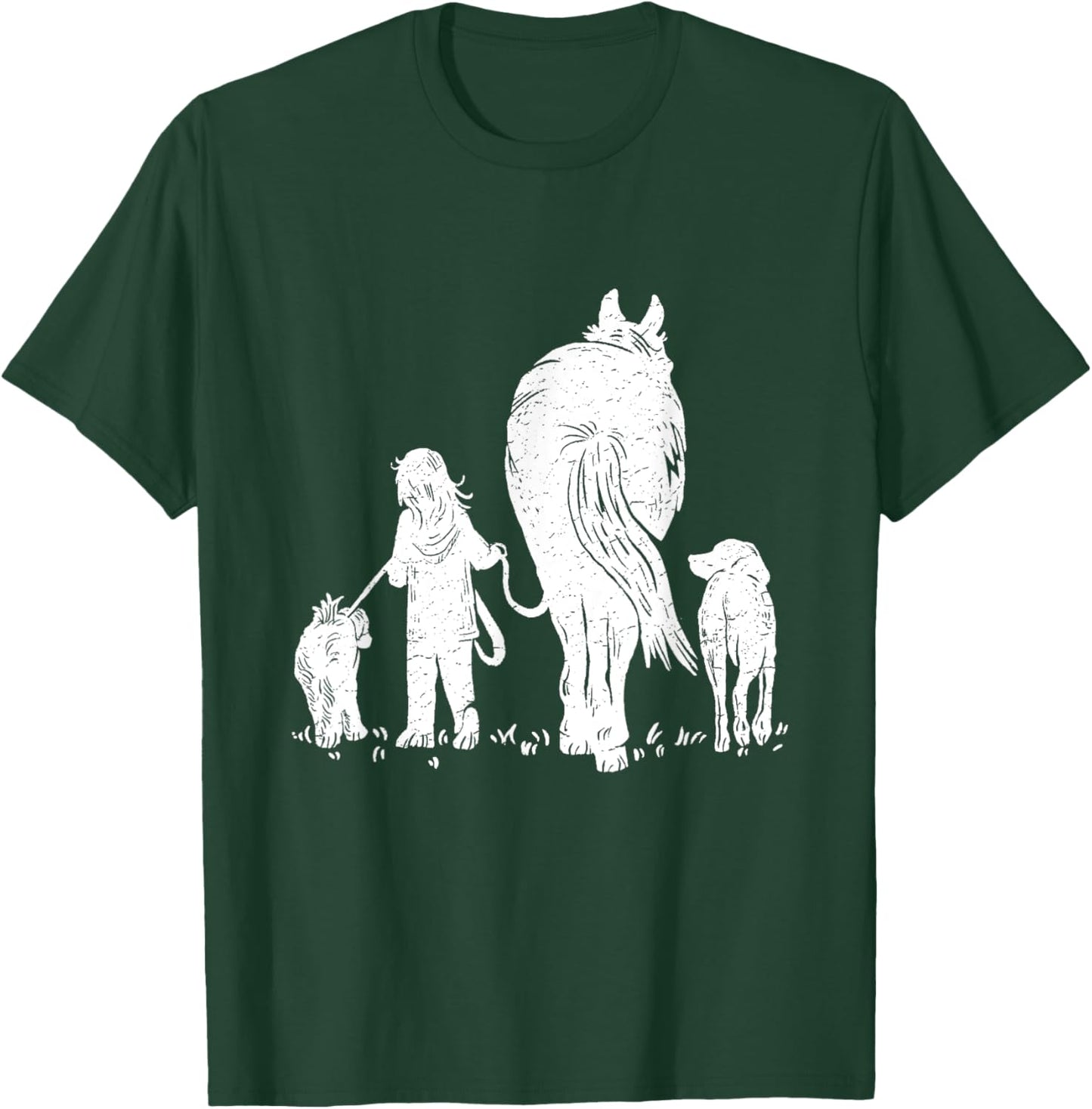 Girl with Horse and Dog T-Shirt - T-Shirt | Forest