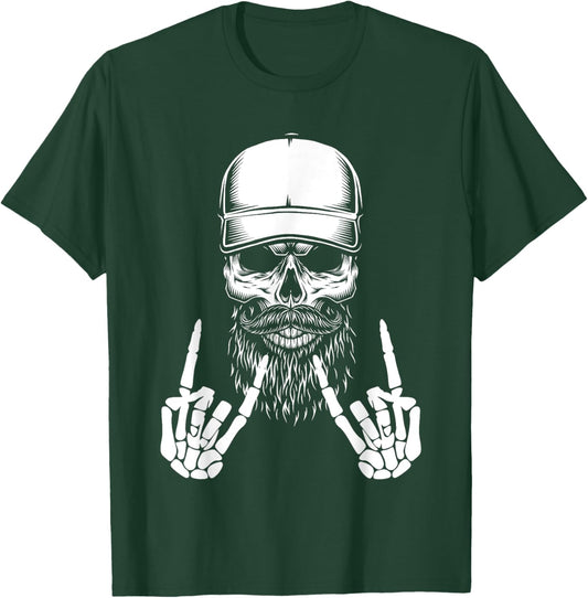 Cool Halloween Punk Rock Skeleton Cap Skater Rocker Skell T-Shirt - T-Shirt | Forest