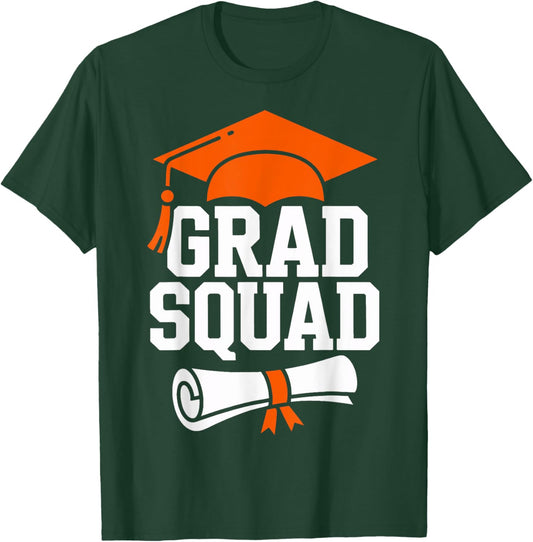 Grad Squad Senior Graduation 2024 Academic Finish T-Shirt - T-Shirt | Forest