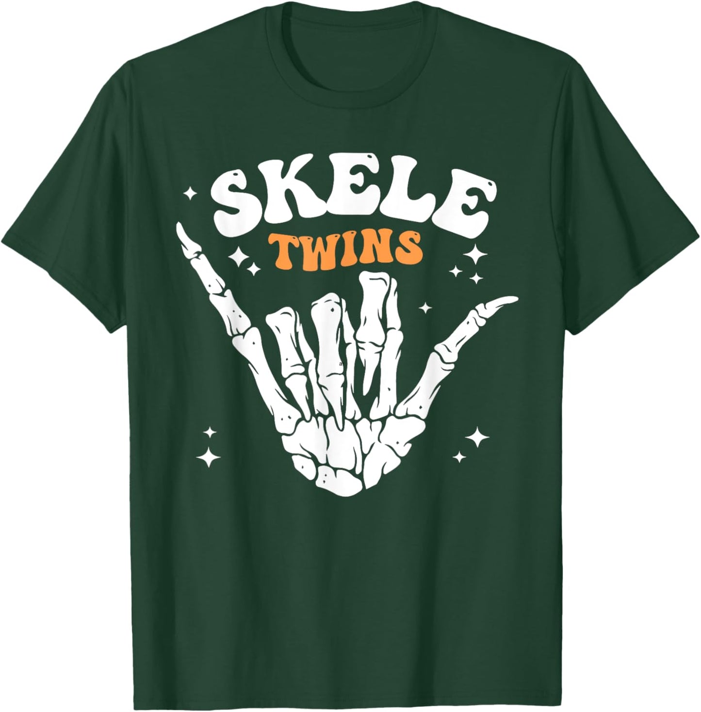 Twins Halloween Matching Skeletwins Funny Dancing Skeletons T-Shirt - T-Shirt | Forest