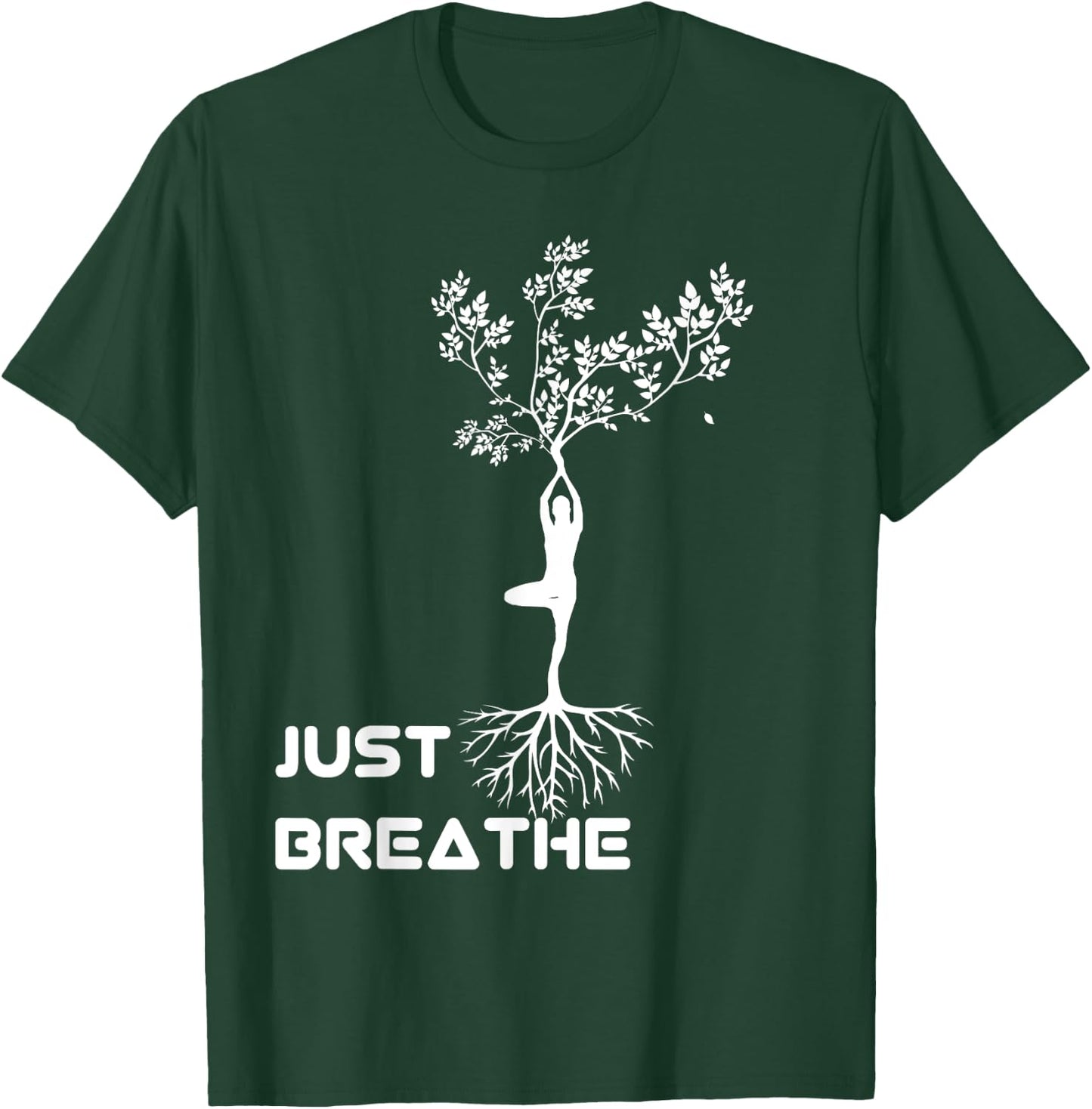 Yoga Tree of Life with Just breathe Women rooted T-Shirt - T-Shirt | Forest
