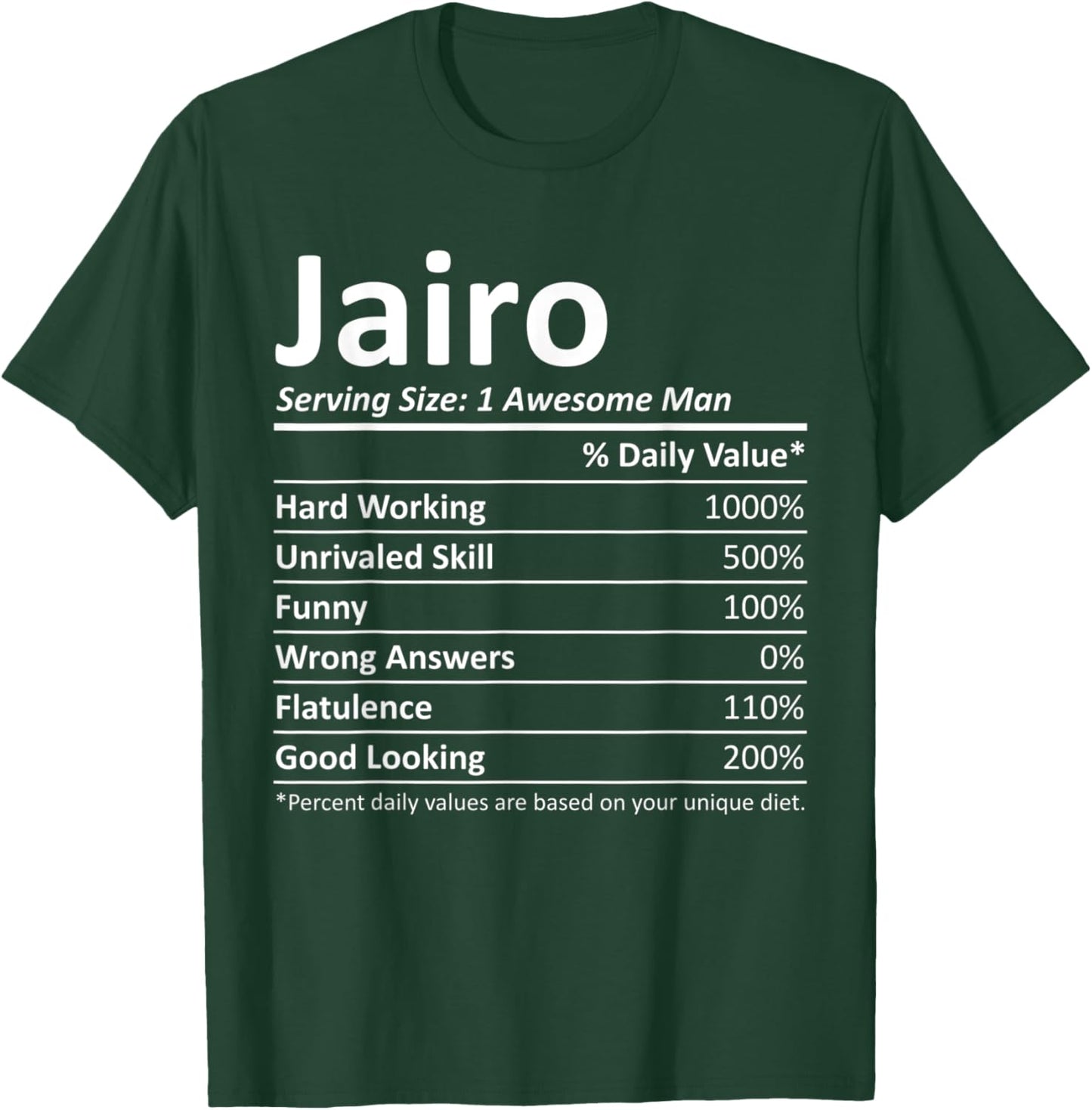 JAIRO Nutrition Funny Birthday Personalized Name Gift T-Shirt - T-Shirt | Forest