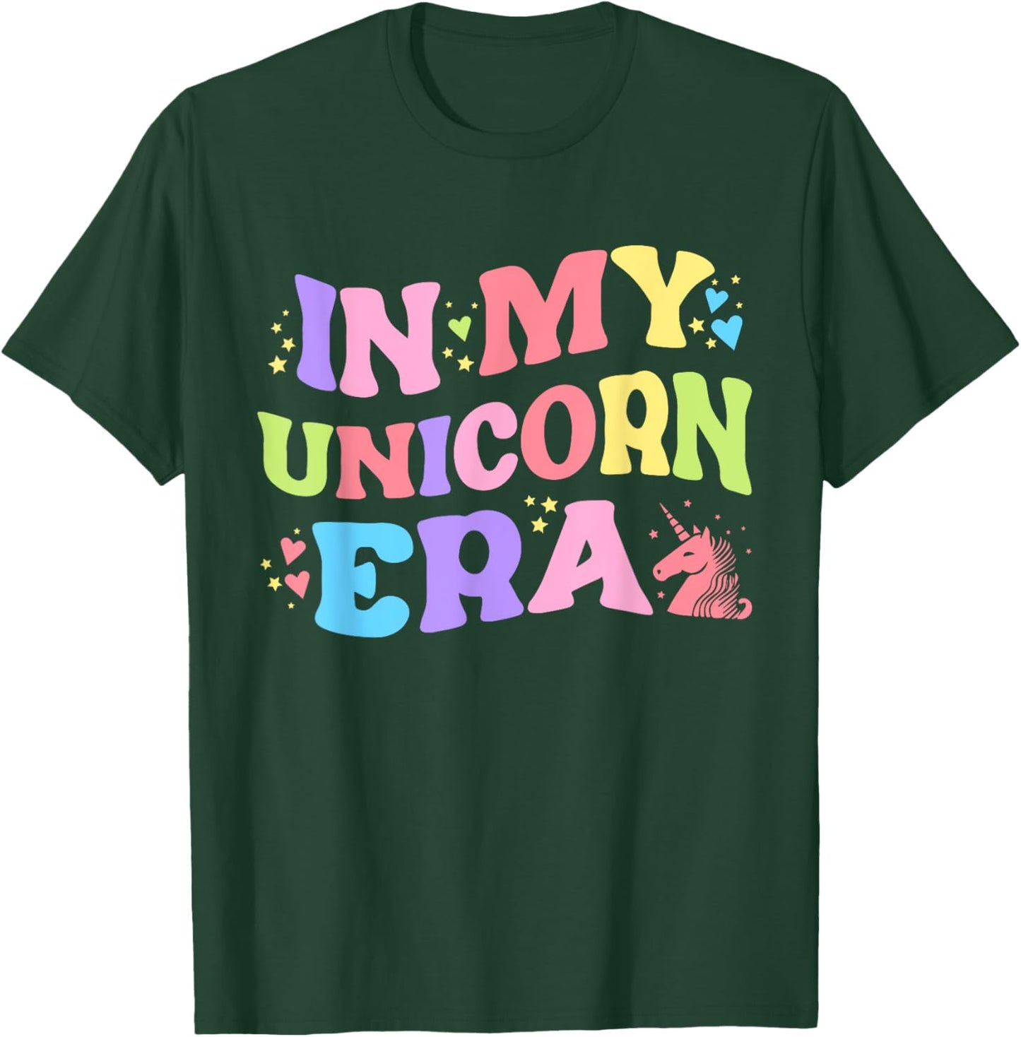 In My Unicorn Era Funny Retro Princess Girl Unicorn Creature T-Shirt - T-Shirt | Forest