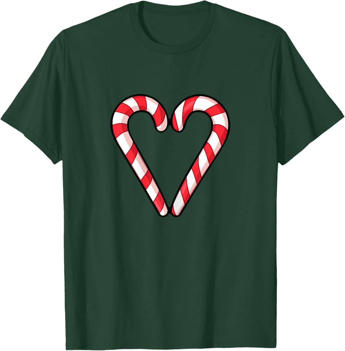 Candy Cane Heart Christmas Cute Holiday Red White Stripe T-Shirt - T-Shirt | Forest