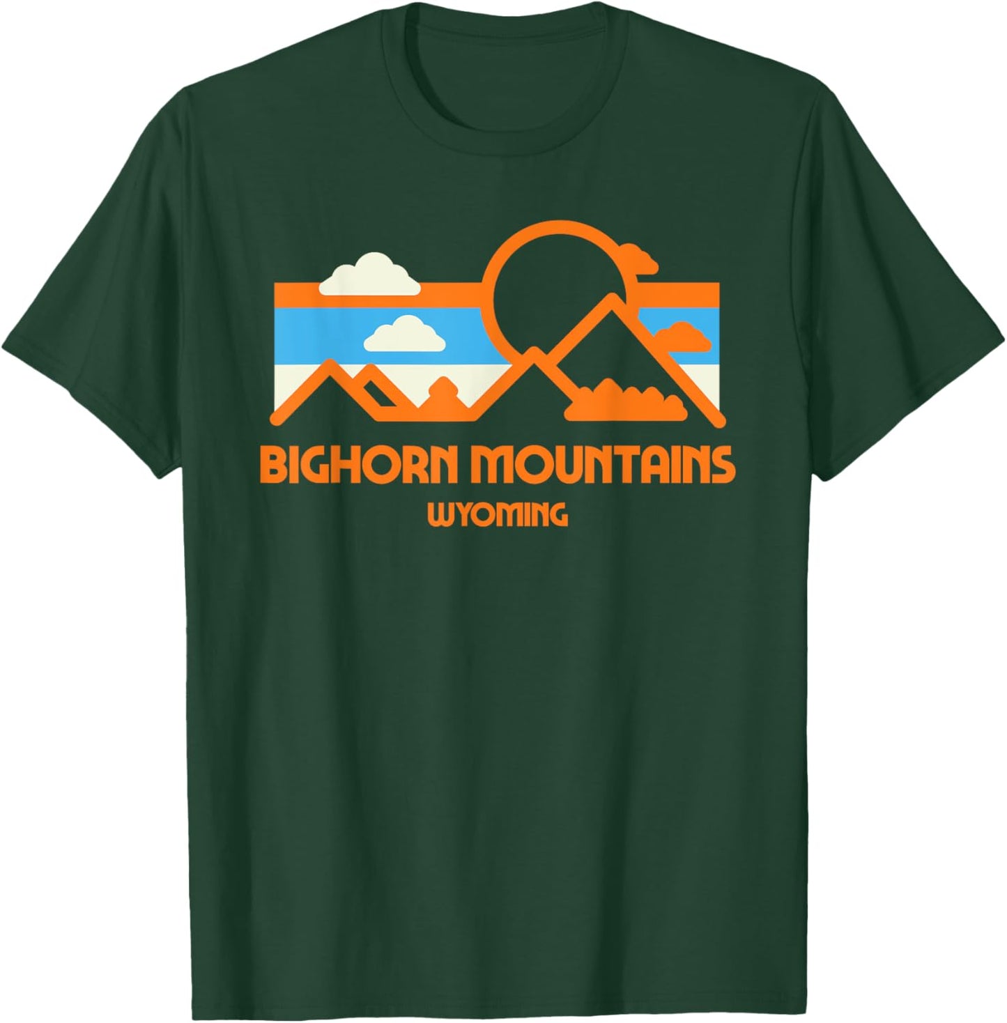 Retro Bighorn Mountains Wyoming Mountain Range Sunset T-Shirt - T-Shirt | Forest