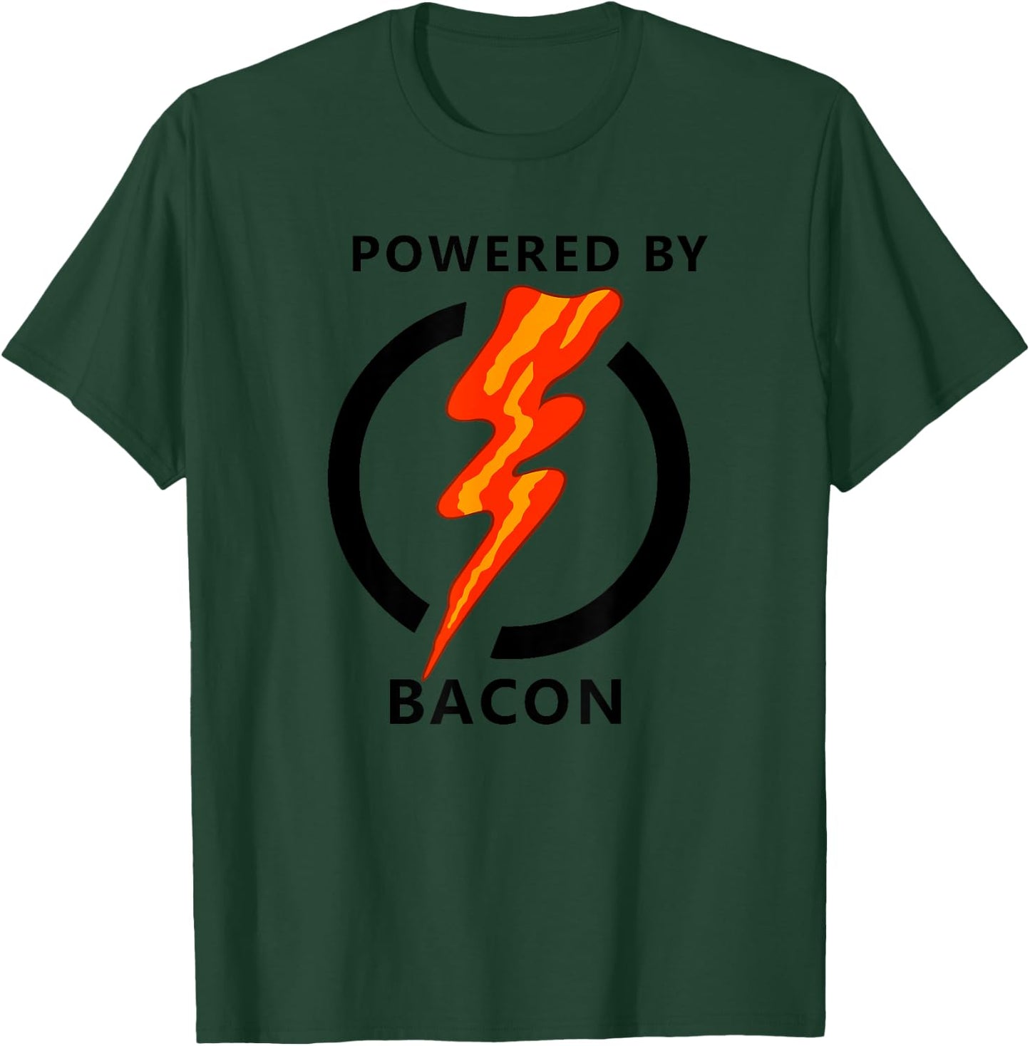 Funny Powered By Bacon Gift Kids And Toddlers T-Shirt - T-Shirt | Forest