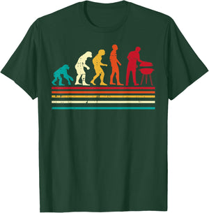 Bbq Grilling Evolution Retro Barbecue Men Women Kids T-Shirt - T-Shirt | Forest