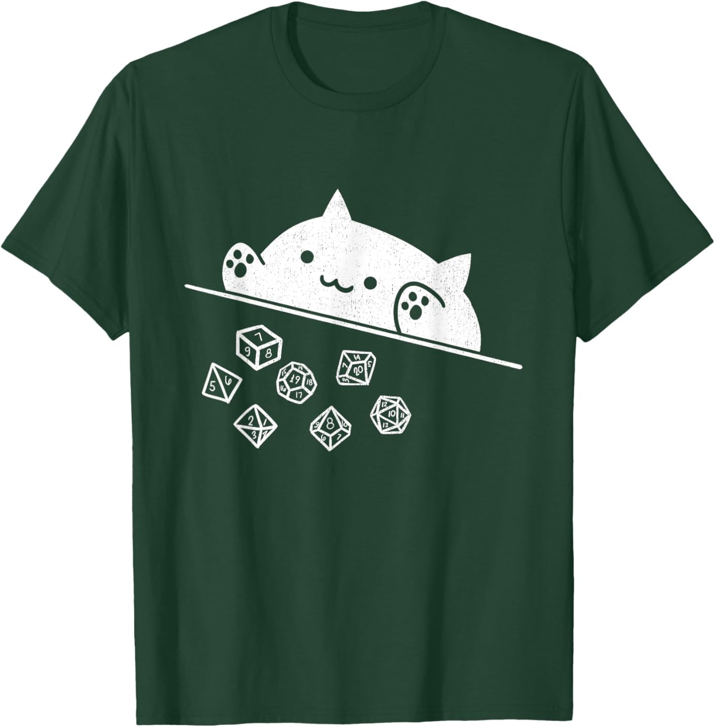 Cute Cat Gamer RPG Game Rainbow Dice Nerdy Men Women Kids T-Shirt - T-Shirt | Forest