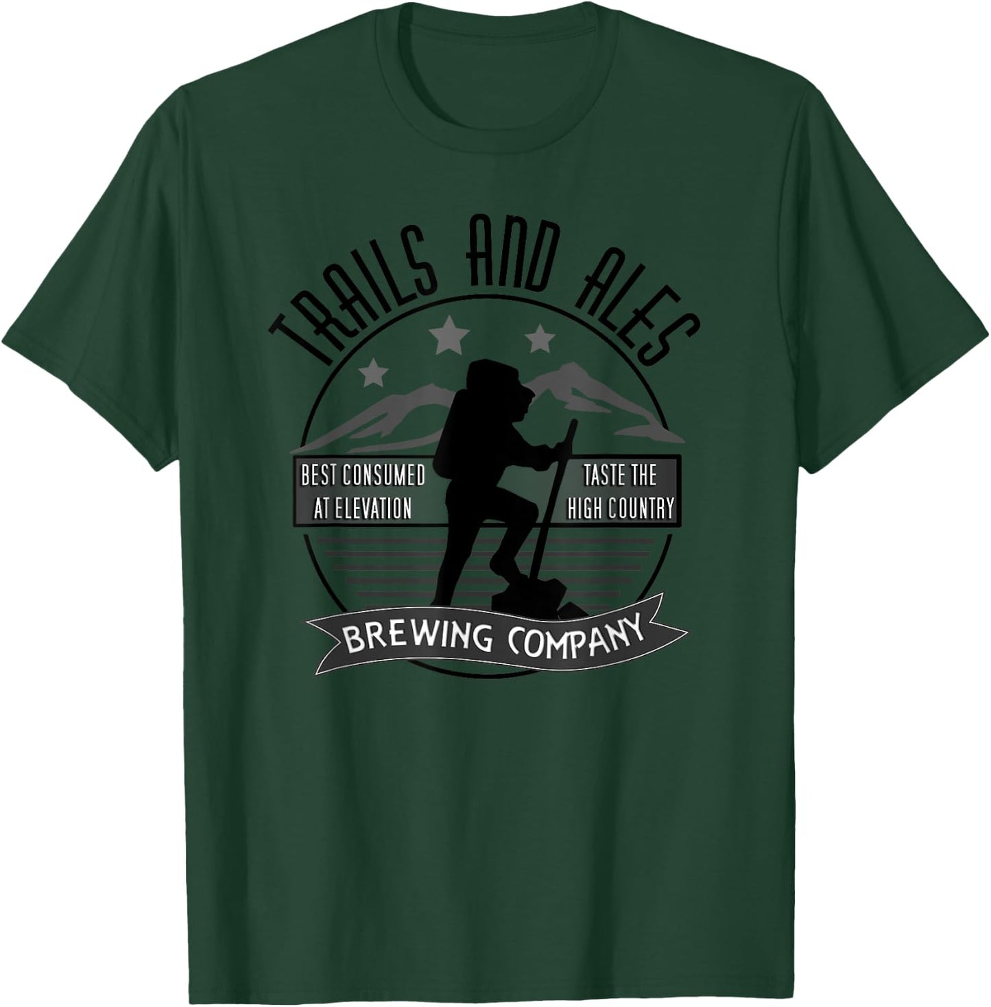 Trails and Ales Brewing Co. Hiking, Running, and Drinking T-Shirt - T-Shirt | Forest