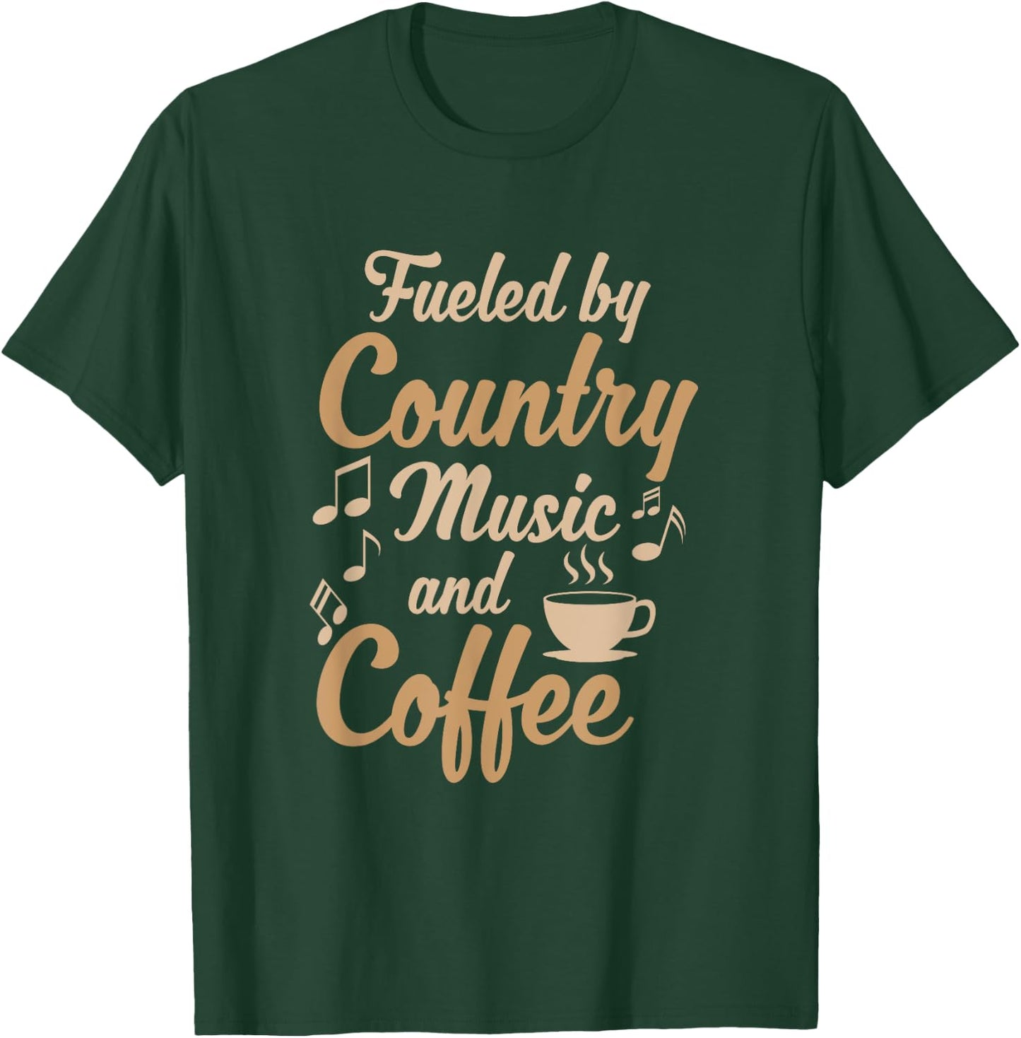 Musician Clothing Gifts Women Men Country Music And Coffee T-Shirt - T-Shirt | Forest