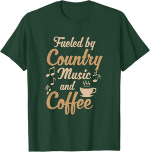 Musician Clothing Gifts Women Men Country Music And Coffee T-Shirt - T-Shirt | Forest