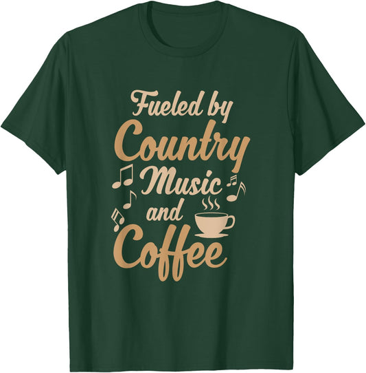 Musician Clothing Gifts Women Men Country Music And Coffee T-Shirt - T-Shirt | Forest