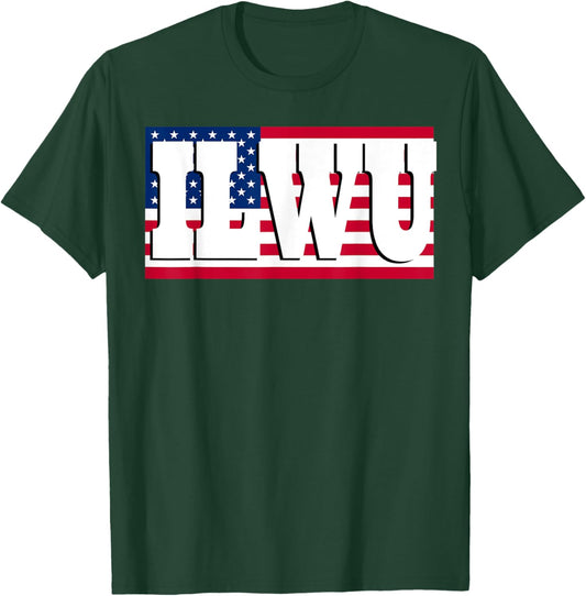 ILWU AMERICAN FLAG Women Men T-Shirt - T-Shirt | Forest